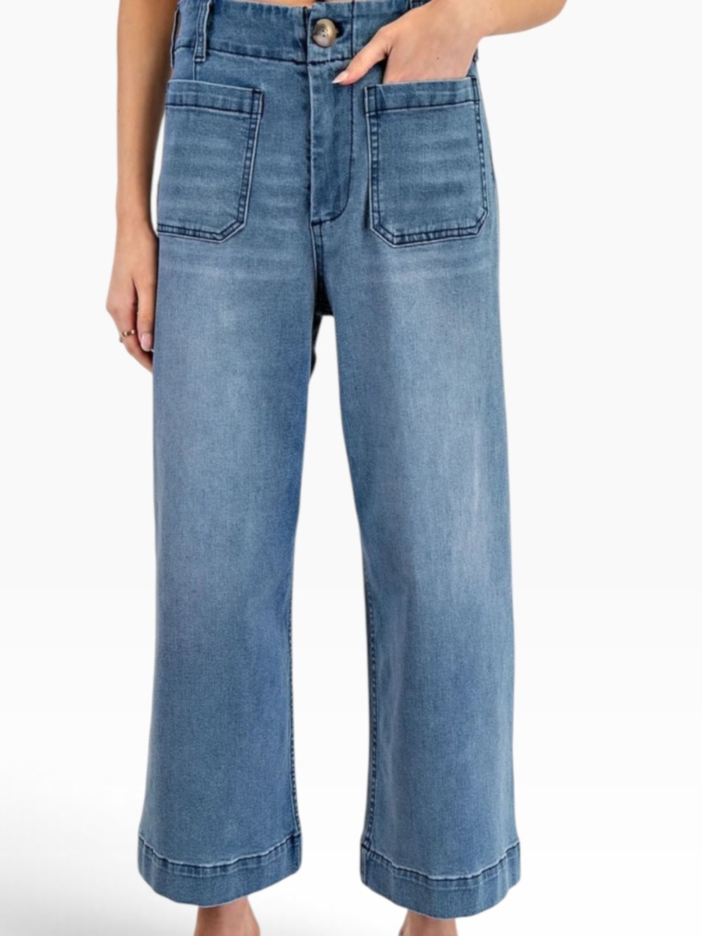 ee:some  Wide Leg Patch Pocket Stretch Jeans M